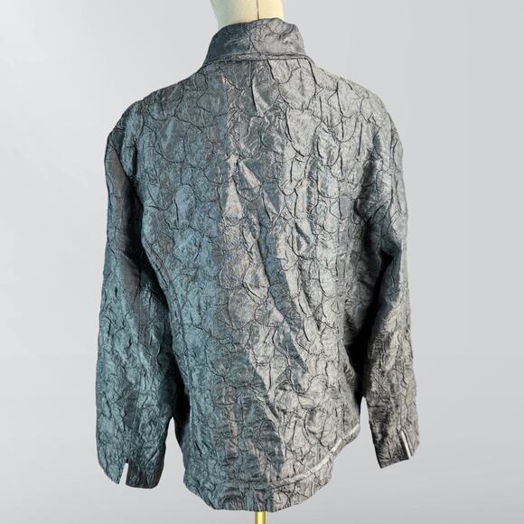 Chicos Silver Textured Open Front Blazer Top - Picture 4 of 5